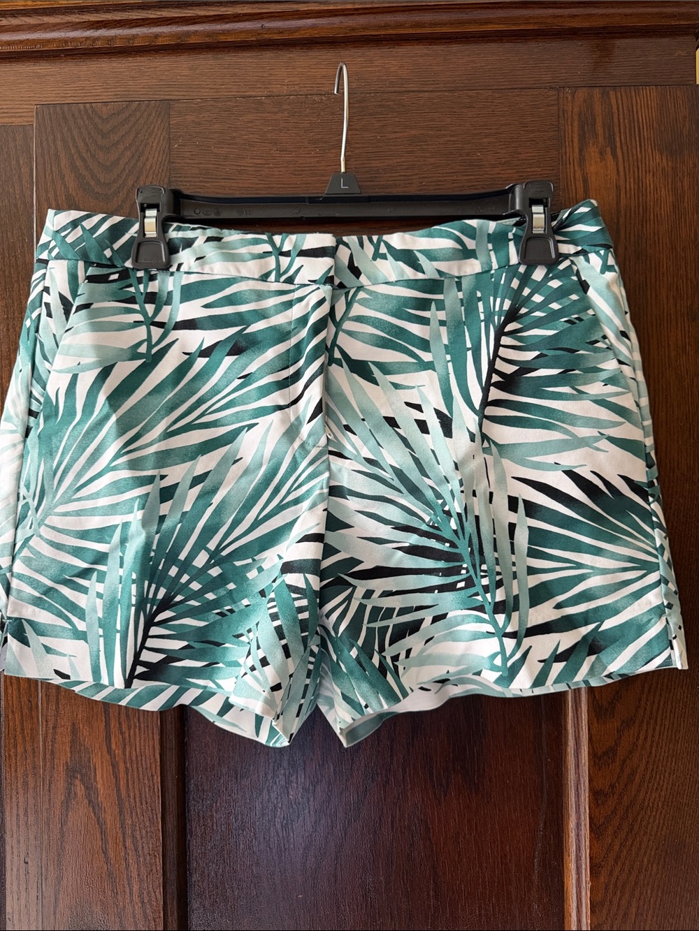 White House Black Market Green Palm-Print High Waist Shorts